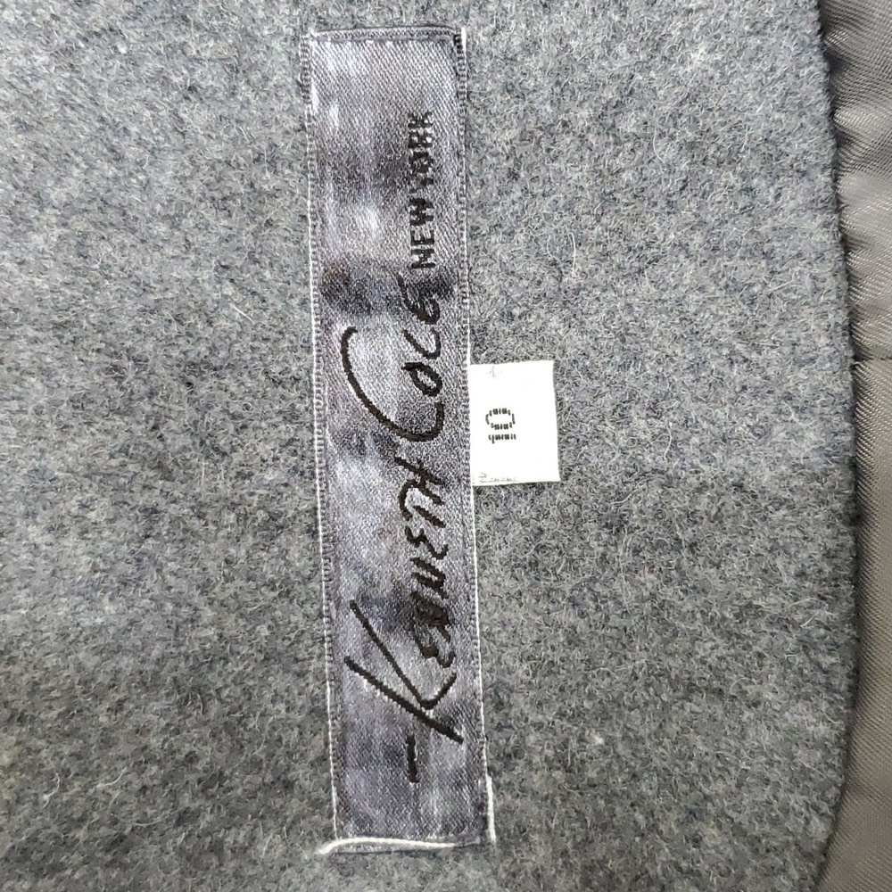 Kenneth Cole New York coat women's size 10 gray wool blend zip off hood pockets - Picture 6 of 13